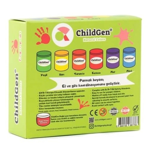 Childgen Süper Yıkanabilir 6 lı Parmak Boya Seti (6X50GR)